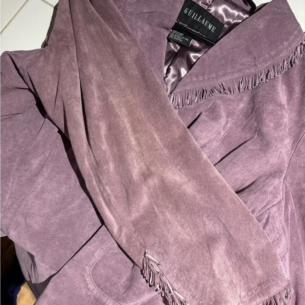 Lavender Suede Fringe Collar Jacket - Picture 12 of 13